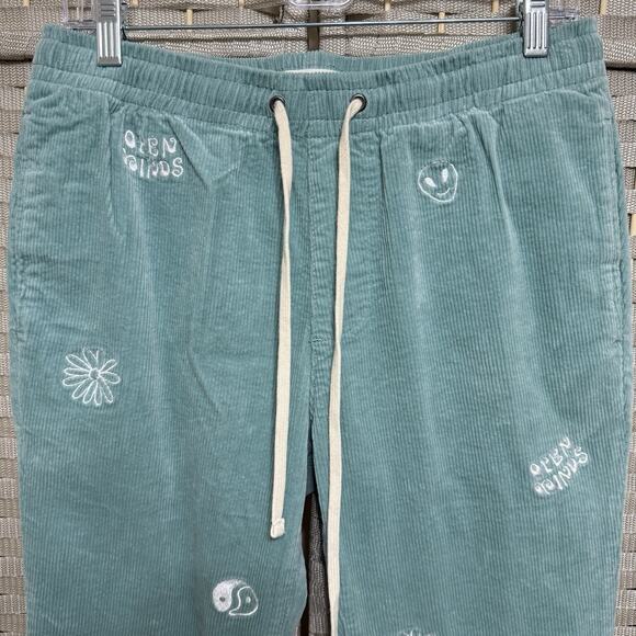 Pacsun ALIEN EMBROIDERED Corduroy Pull On Pants Men’s S Mint Green Slim Fit - Picture 4 of 11